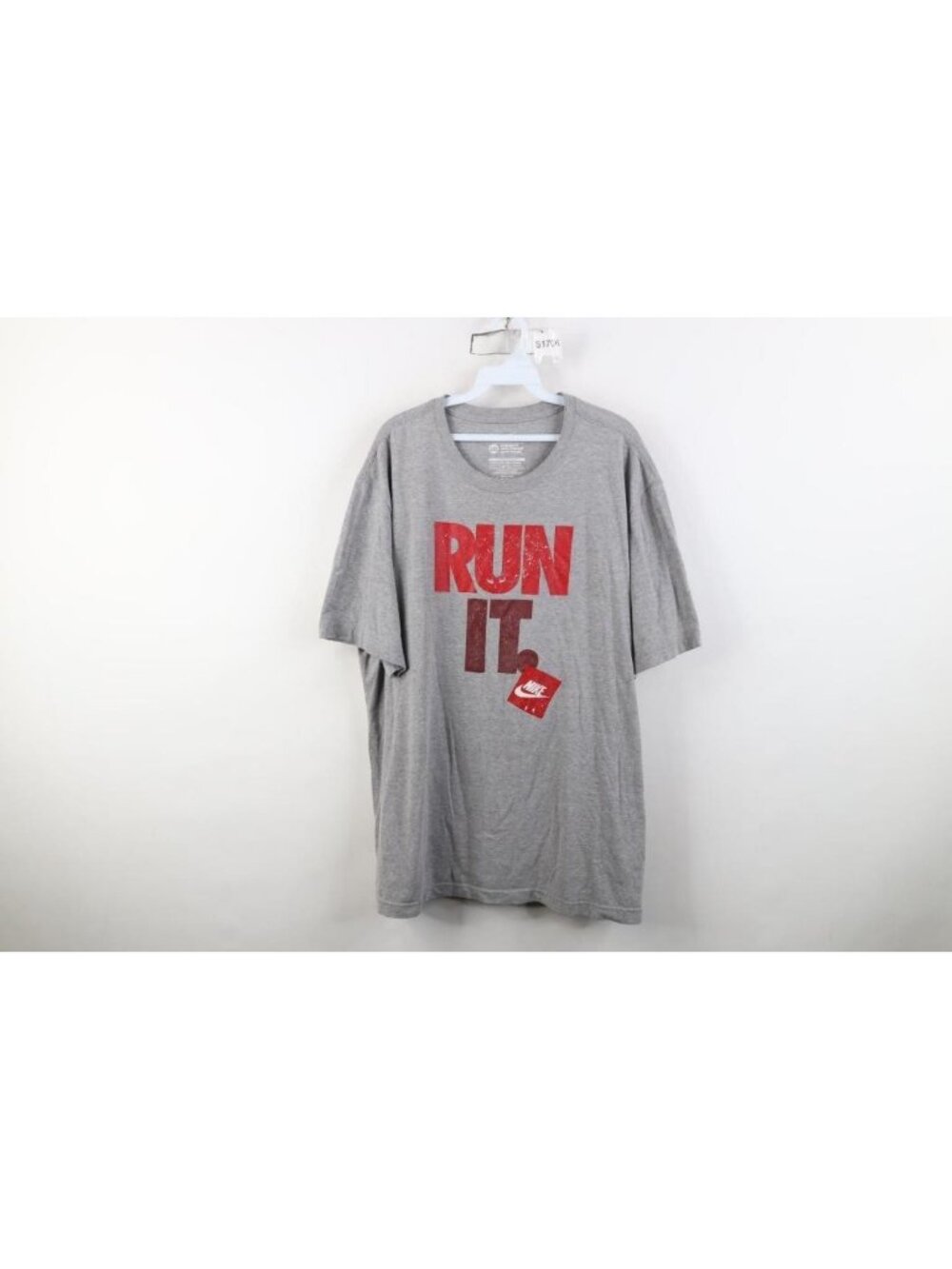 Vintage Y2K Nike Mens 2XL XXL Spell Out Run It Box Logo T-Shirt Heather Gray